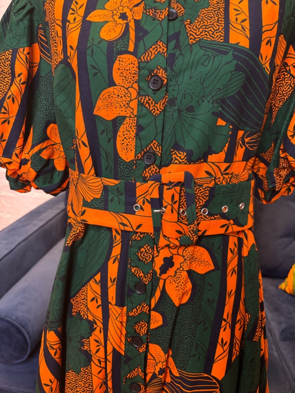 Heritage Clothing “Fatima” African Floral Midi/Maxi Dress with Belt - Picture 5 of 8